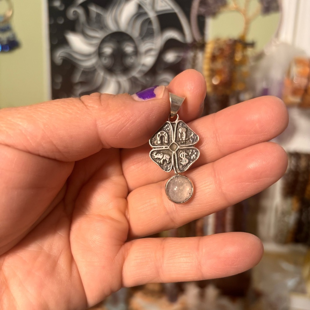 .925 Sterling Silver Four-Leaf Clover Pendant